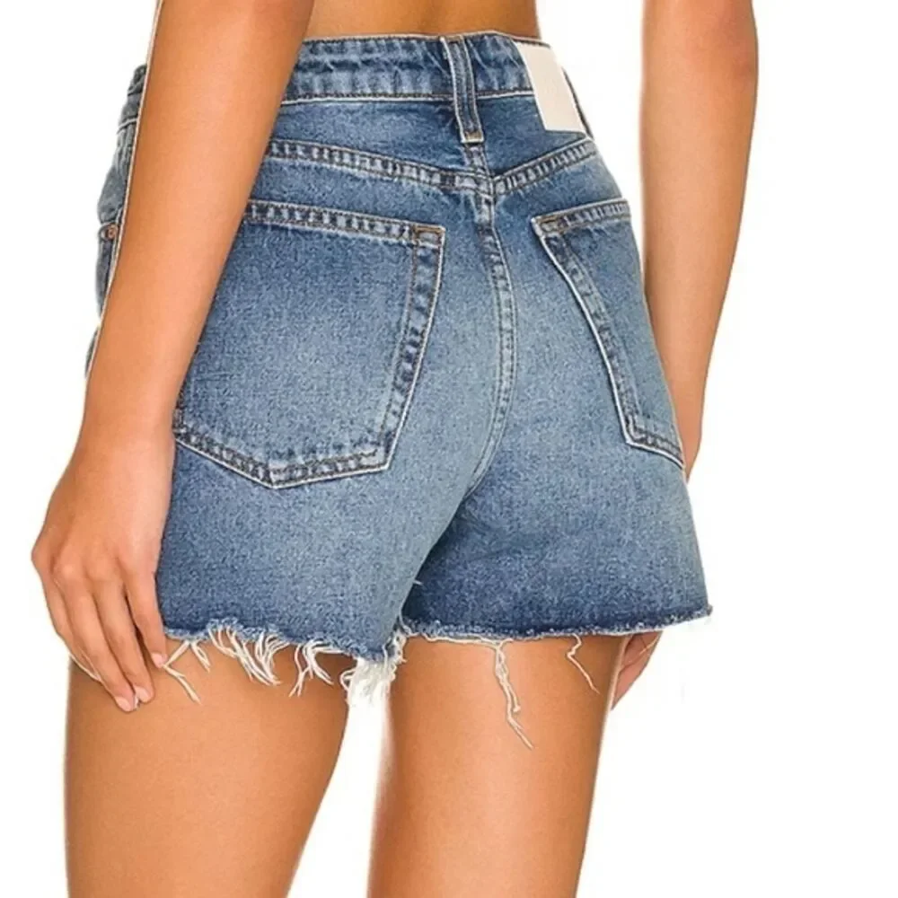 GRLFRND Size‎ 27 blue denim jean cut off shorts Style Helena NWT Msrp $168